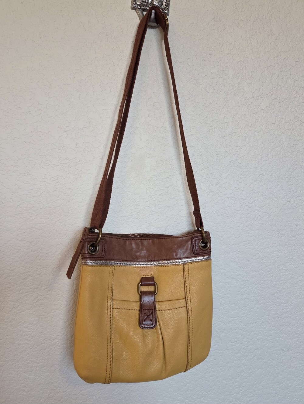 The Sak Yellow and Brown Leather Shoulder Bag